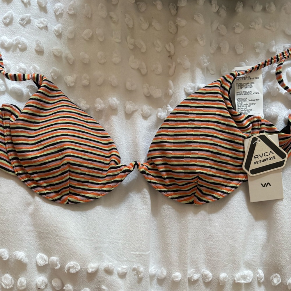 RVCA Multicolor Striped Bikini Top